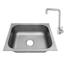SOCODA - Lavaplatos Submontar 55x43 Cm Con Grifería Advance Satín Y Canastilla
