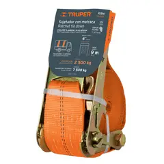 TRUPER - Reata O Eslinga Con Ratchet Para Carga Pesada Máximo 7.5 Ton
