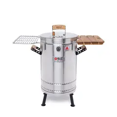 IN GRILL - Barril Asador Acero Inoxidable 40X40 Cm Con Bandejas Laterales