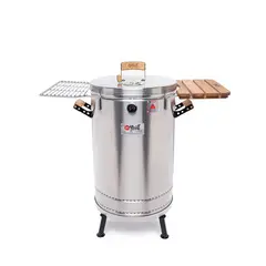 IN GRILL - Barril Asador Acero Inoxidable 40x50 cm Con Bandejas Laterales