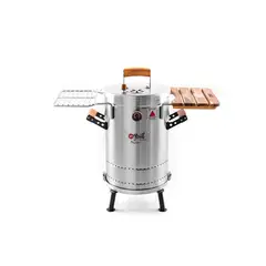 IN GRILL - Barril Asador Acero Inoxidable Con Bandejas Laterales 72x34 cm