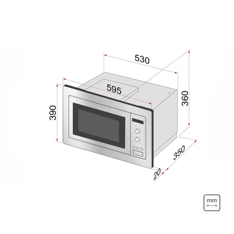 Microondas De Empotrar 25L Con Acero Inxodable Y Acabamiento En Scotch Brite Con 8 Funciones