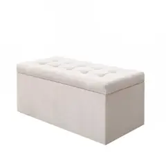 BANZAY - Puff Baúl Auxiliar Tela Beige
