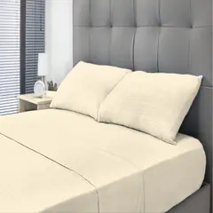 VOYPRE - Juego De Sábanas 420 Hilos 100% Algodón Paquistaní Tamaño Doble Beige