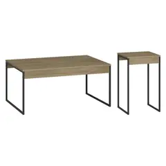 BERTOLINI - Set Mesa De Centro Y Auxiliar Noce Y Negro