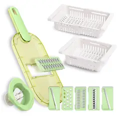 CHEF MASTER - Combo Rallador Cocina 6 en 1 + Kit X2 Organizador Nevera
