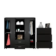 VIRTUAL MUEBLES - Combo Habitación Platino Closet + Cajonera