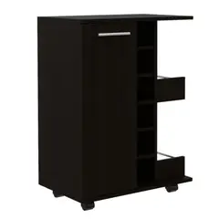 VIRTUAL MUEBLES - Bar Cart 82X60X38Cm 1 Puerta Wengue