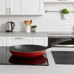 MUEBLES 2020 - Sartén Antiadherente Rojo con Mango Ergonómico y capacidad de 0,80 litros