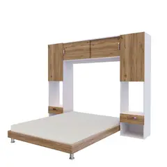 MADERKIT - Cama Doble Multifuncional Alcalá Doble 200X254X194cm Duna Blanco
