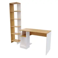 MADERKIT - Combo Escritorio y Biblioteca Ragnar 180X108.5X50Cm Duna Blanco