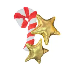 BANZAY - Cojines Navideños Kit x3 Estrellas y Baston Caramelo