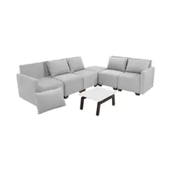 ROCA - Sala Modular Alcala 6 Puestos y Mesa 80x70x73 Plata