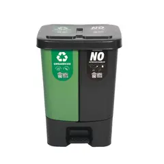BUHOGAR - Papelera Pedal Dual 30 Litros Verde-Negra