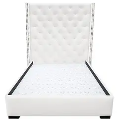 MAGIC CLASS - Cama Cabecero de Lujo Doble 140X190 Microfibra Blanco