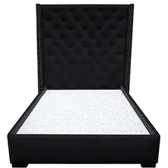 MAGIC CLASS - Cama Semidoble Cabecero De Lujo 120X190 Microfibra Negro