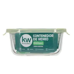 KW - Contenedor Refractario en Vidrio de 800Ml Tapa Sin Aletas Cuadrado