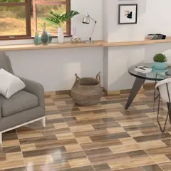 EUROCERAMICA - Piso Cerámico Madera Veliki Café 60x60cm Caja 2.16 m2
