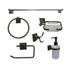 GRIFOS CENTER - Juego de Accesorios para Baño 6 Piezas Bronce Antiguo Vintage