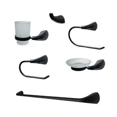 GRIFOS CENTER - Juego de Accesorios para Baño Negro MateX6 Piezas