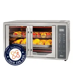 OSTER - Horno Digital con Freidora de Aire 42 Litros de Capacidad 10 Funciones pre-determinadas, Recubrimiento Antiaderente, Color Plateado