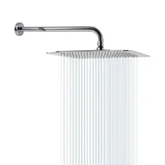 GRIFOS CENTER - Regadera Ducha Acero Inoxidable Cuadrada 20cm-incluye Tubo