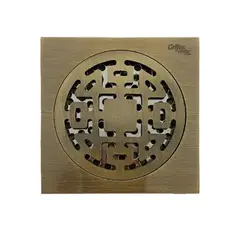 GRIFOS CENTER - Rejilla de Piso Cuadrada Antirretorno Bronce Muisca Vintage