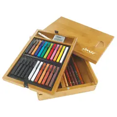 CONTE - Caja de Bamboo (12 Tizas Pastel-12 Tizas Diseño-6 Lapiz) 501