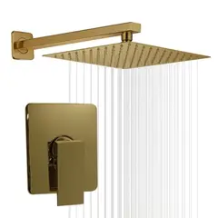 GRIFOS CENTER - Kit de Ducha 20 X20 cm + Tubo 40cm + Monocontrol Oro Vintage