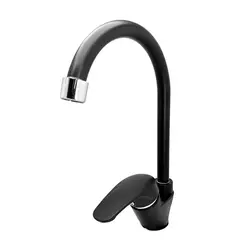 GRIFOS CENTER - Grifería Lavaplatos Alta Mezclador Cuello De Cisne Abs Negro&Nbsp; Consumo 8 l/min