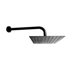 INKORPORAR - Regadera Ducha Negra 25X25 Cuadrada +Brazo Ducha Redondo