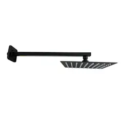 INKORPORAR - Regadera Ducha Negra 30X30 Cuadrada Lujo+Brazo Ducha Cuadrado