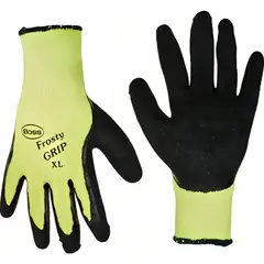 BOSS - Guantes de Trabajo Talla XL en Acrílico con Látex Negro y Verde Fluorescente