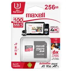 MAXELL - Memoria Micro Sd 256Gb U3 Action Pro Uhs 3 Class 10