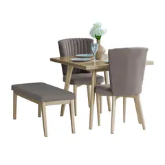 ELITE LIVING - Comedor Regina 4 Puestos Champan/Champan Taupe