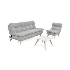 HOGAR VENECIA - Sala con Sófa Cama Munich 85X180X90 Plata Mesa
