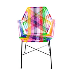 VALENTE - Silla Exterior 1 Pieza Metal Fibra Sintética Aurora Multicolor