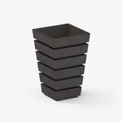 FORA - Matera Plástica Piramidal Argo Acanalada 33X33X52Cm Cemento Oscuro