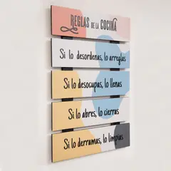JUST HOME COLLECTION - Retablo 30x44 Mensaje Reglas Cocina Madera