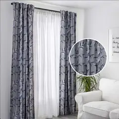CASA BONITA - Set de 4 Cortinas Jacquard + Velo 140x220 cm Lurex Opaca Azul