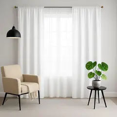 CASA BONITA - Set de 4 Cortina Poly Jacquard+Velo 140x220 cm Blanco