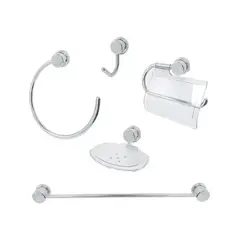 GRIFOS CENTER - Juego de Accesorios para Baño Aqua X5 Piezas Cromado