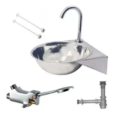 GRIFOS CENTER - Grifería institucional kit válvula de pedal con lavamanos de 28x30
