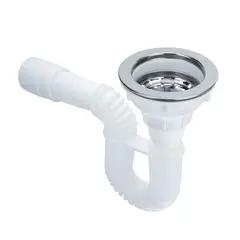 GRIFOS CENTER - Sifón Flexible Con Canastilla para Lavaplatos