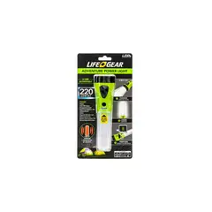 LIFEGEAR - Linterna Recargable Dorcy LED con Carga USB y Power Bank 3 en 1 de 220 Lúmenes