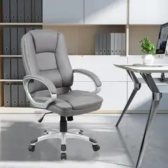 AKIVOY - Silla de escritorio Ejecutiva en Cuero Gris