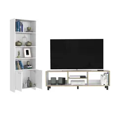 VIRTUAL MUEBLES - Combo Mesa TV Hasta 70" 47x160cm + Bibilioteca