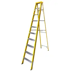 FANES - Escalera 3 m 10 P Tijera Dieléctrica Fibra de Vidrio Tipo I 113 kg