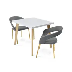 HOGAR VENECIA - Comedor 2 puestos Tiza Sillas Atenas 78x206x80 Gris