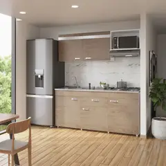 undefined - Cocina Integral Plaka 1.80 Metros Vienes Incluye Mesón Poceta Izquierda En Acero Inoxidable Con 4 Fogones A Gas